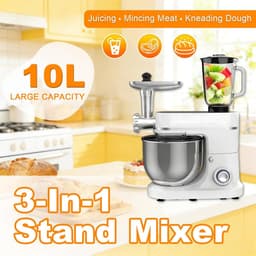 Keukenmachine met Blender - Keukenrobot multifunctioneel - Bakken en koken - Krachtige 1500W motor - 10L roestvrijstalen kom - Wit — thumbnail 4