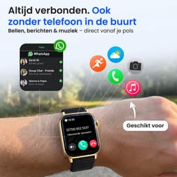 Siltcon® Smartwatch Dames Pro - Smartwatch Heren Pro - Sporthorloge Dames & Heren - Stappenteller Horloge - Hartslagmeter – Bloeddrukmeter - Slaapmonitor - Saturatiemeter - Belfunctie - Elke Smartphone - RVS - Incl. 4 Bandjes - Goud — thumbnail 3