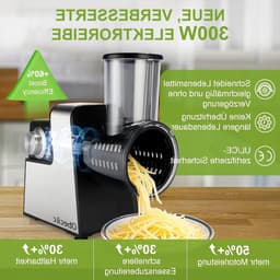 Elektrische Kaasrasp - Keukenmachine Groente Snijder - Snel Ingrediënten Bereiden - 7 RVS Bladen - 30 cm Hoog - Zwart — thumbnail 1