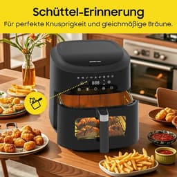 Heteluchtfriteuse XXL - Airfryer Groot - Snel Koken - Groot Kijkvenster - 9 Liter Capaciteit - Zwart — thumbnail 3