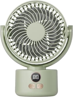 KZQ USB tafelventilator wit – 1200mAh oplaadbaar, 3 snelheden, stil (<25dB), 140° kantelbaar, 120° slingerend — thumbnail 1