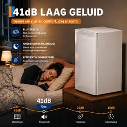 Celestul Mini Koelkast 90L - Koelkast met Vriesvak - Stille Minibar 41 dB - Compacte Koelkast voor Slaapkamer, Kantoor & Studentenkamer - Wit — thumbnail 5