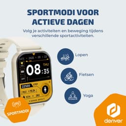 Denver Smartwatch - Android iOS - Notificaties - Sporthorloge - Hartslagmeter - Saturatiemeter - Slaapmonitor - SWC176BE - Beige — thumbnail 3