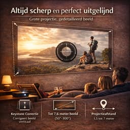 Phonergy Lumora - Mini Beamer - Full HD (4K ondersteuning) - Projector - 2026 - 15000 Lumen - HDMI- Wifi - Bluetooth - WK 2026 - Zwart — thumbnail 5