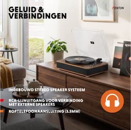 Platenspeler Bluetooth (in/uit) - Fenton RP162 - retro platenspeler met speakers (stereo) en mp3 speler - Bruin — thumbnail 2