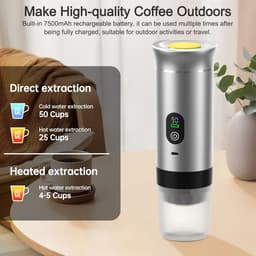 Premium Draagbare Koffiemachine met Verwarming – Oplaadbare Espresso Maker USB-C – Geschikt voor Capsules & Gemalen Koffie – Compact & Krachtig voor Reizen, Auto & Outdoor — thumbnail 4