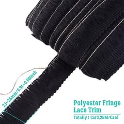 25m franje trimmen 25mm - Polyester kwastje lint zwart voor DIY latin jurk - Naaien accessoires — thumbnail 5
