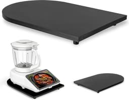 Glijplank Keukenmachine - Apparaat Rolplank - Keuken Werkblad - 360° Wielen Bamboe - 28x40x3 cm - Zwart — thumbnail 1