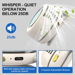 Draagbare, stille en bladeloze clipventilator – Oplaadbare en draagbare ventilator – Handsfree koeling voor taille en nek – 3 snelheden – 6 uur gebruiksduur – USB-C snelladen (groente) — thumbnail 3