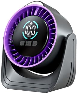 Ventilatoren-Oplaadbare Tafelventilator -met 100 Snelheden - Draagbare USB Ventilator met LED Display - 360° Draaibaar met Nachtlampje - 12 Uur Batterij - Stille Bureau Ventilator voor Kantoor, Slaapkamer en Camping — thumbnail 1