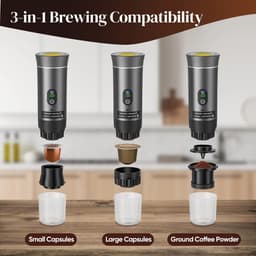 Linkforu - Espressoapparaat voor Capsules of Gemalen Koffie voor Onderweg - Warm of Koud – Oplaadbaar - 12Volt – 72 Watt – 90 ° — thumbnail 3