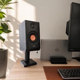 Alvora speaker standaard geschikt voor Edifier MR3 - 1 stuk - 120 mm verhoging - 10° kanteling - Kabelmanagement - Zwart — thumbnail 4