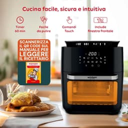Luchtfriteuse XXL - Heteluchtfriteuse - Gezond Koken - 12 Programma's Touchdisplay - 12 Liter - Zwart — thumbnail 2