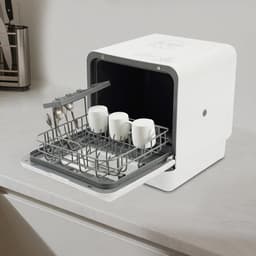 Mini vaatwasser - Compacte vaatwasser tafelmodel - Snel afwassen - Zelfreinigend met hetelucht - 6 Liter - Wit — thumbnail 4
