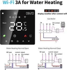 Slimme Thermostaat - Wifi Thermostaat - Energie Besparen - App & Spraakbediening - 86 x 86 mm - Zwart — thumbnail 3
