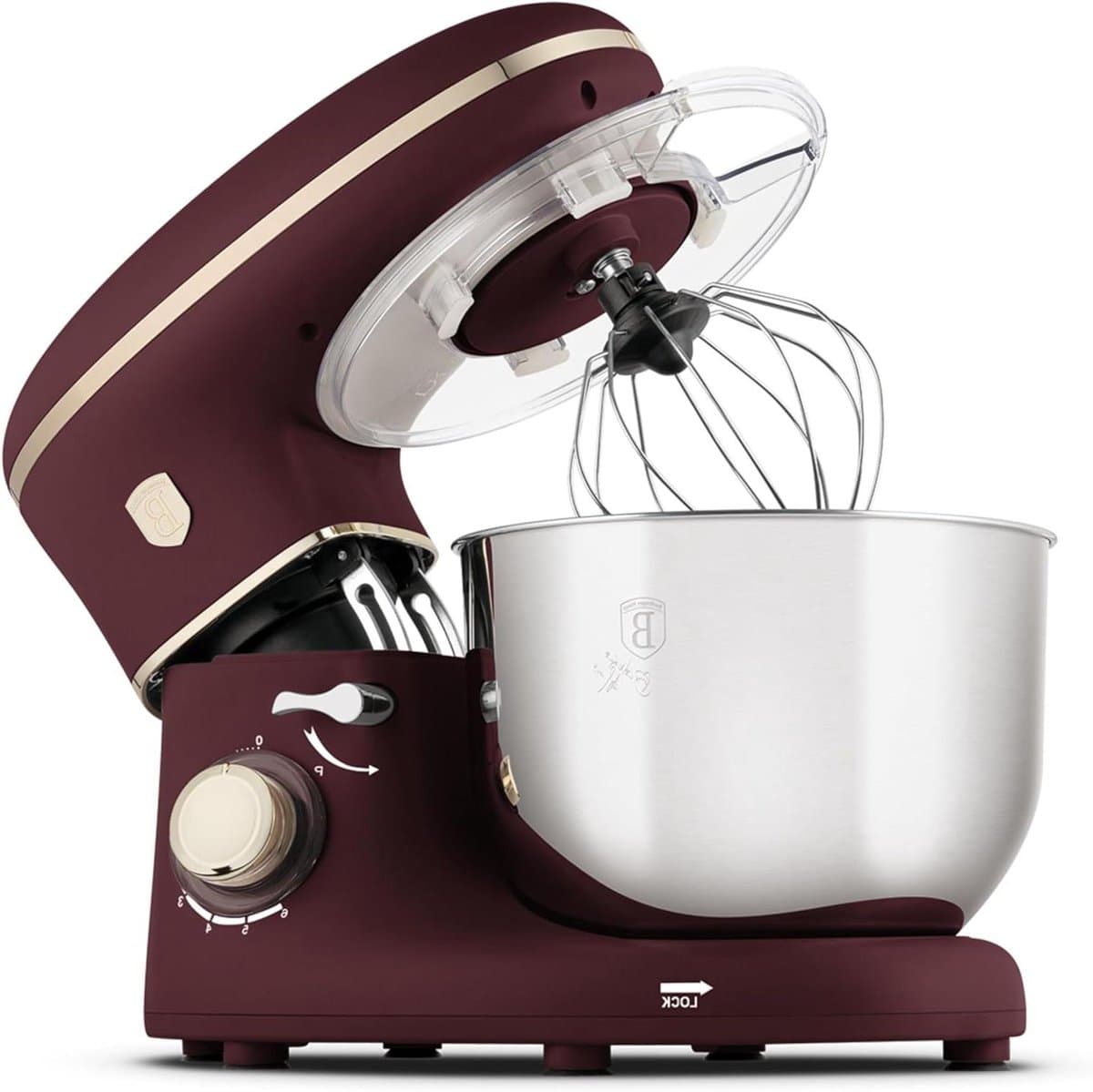 Keukenmachine - Mixer Kom - Bakken En Koken - Stille Werking - 6 Liter Kom - Bordeauxrood Mat — afbeelding 1