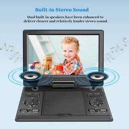 Draagbare DVD Speler 14,9 Inch – 12,1" HD Scherm | Oplaadbaar | USB & SD | TV Synchronisatie | Zwart — thumbnail 2