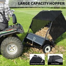 Grasveger Slepen - Bladverzamelaar Tuin - Gazon Onderhoud - Verstelbare Borstelhoogte - 112cm Werkbreedte - Zwart — thumbnail 4