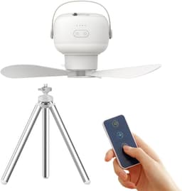 Ventilator met Licht - Oplaadbare Campinglamp - Buiten Bijeenkomsten - Krachtige 7200 mAh Batterij - 26cm Diameter — thumbnail 1