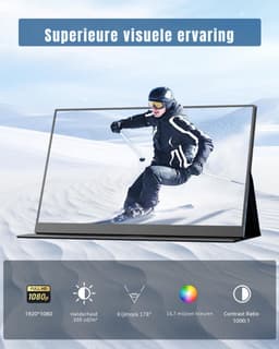 DnA® Professionele Portable Monitor - Draagbare Monitor - Portable Monitor voor Laptop - USB-C & HDMI - 15.6 Inch Full HD IPS - Zwart - 41cm x 27cm x 6cm — thumbnail 4