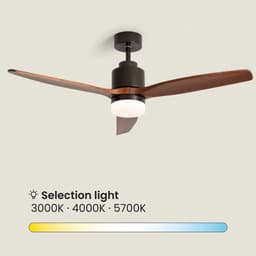 Fantiluxe - Tarek - Plafondventilator met verlichting - Bruin Donker Hout - Ø132cm - Afstandsbediening - Met lamp - Plafond ventilator - Slaapkamer — thumbnail 2