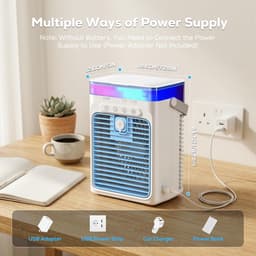 Mobiele luchtkoeler - Draagbare aircooler - Verdampingskoeling - 1L watertank - 3 snelheden - Fluisterstil ontwerp — thumbnail 4