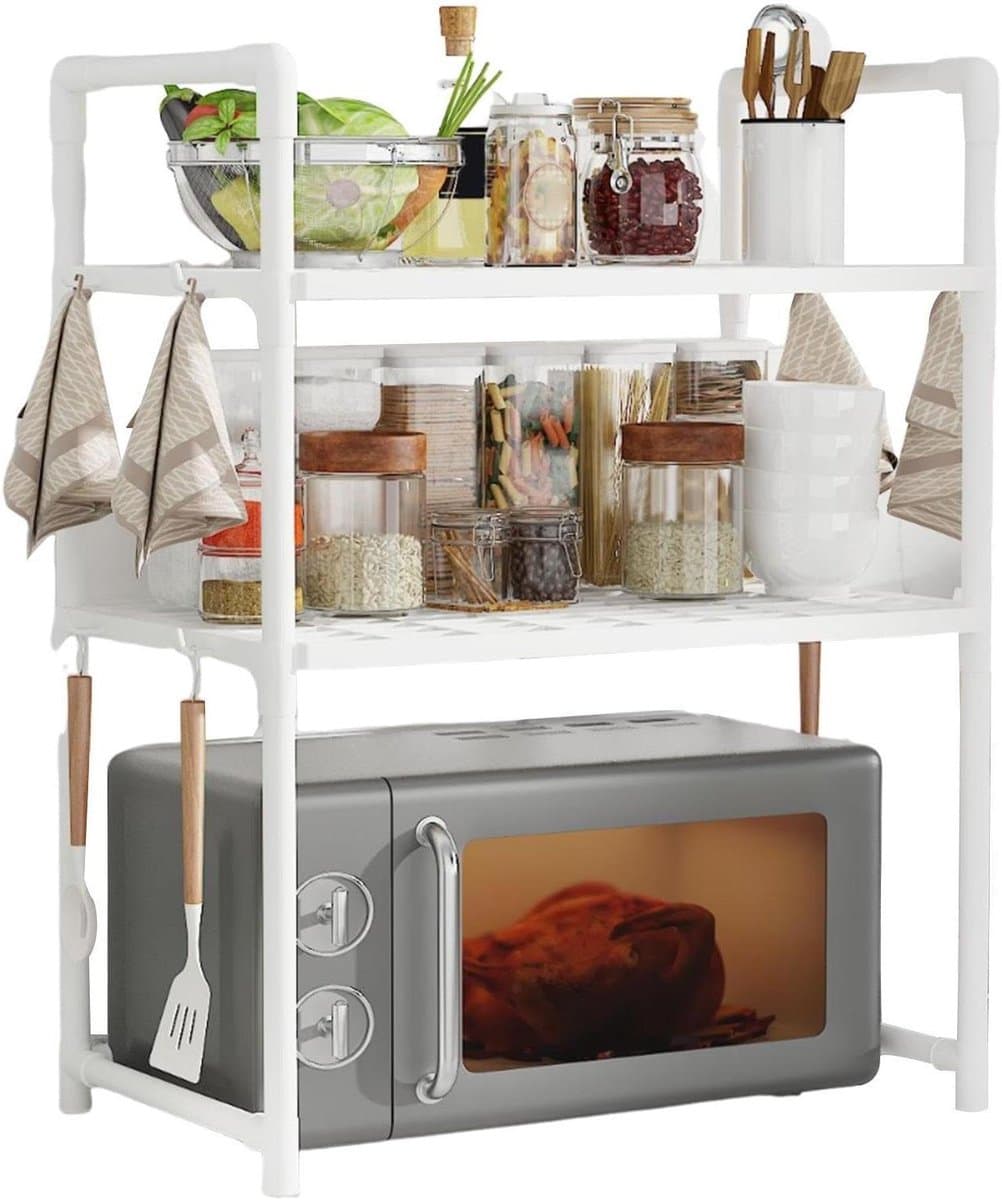 Magnetron Standaard - Keukenrek - Ruimte Besparen - Dubbellaags Ontwerp - 5.2 x 28 x 5.2 cm - Wit — afbeelding 1