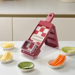 Groente Hakker - Keuken Gadget - Maaltijd Voorbereiding - 4-in-1 Functies - 30x12x6 cm - Rood — thumbnail 2