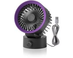 USB Bureauventilator - Sterke luchtstroom - Traploos verstelbaar - Extra stil - USB voeding - Draagbaar - Thuis, kantoor, slaapzaal & laptop - Zwart