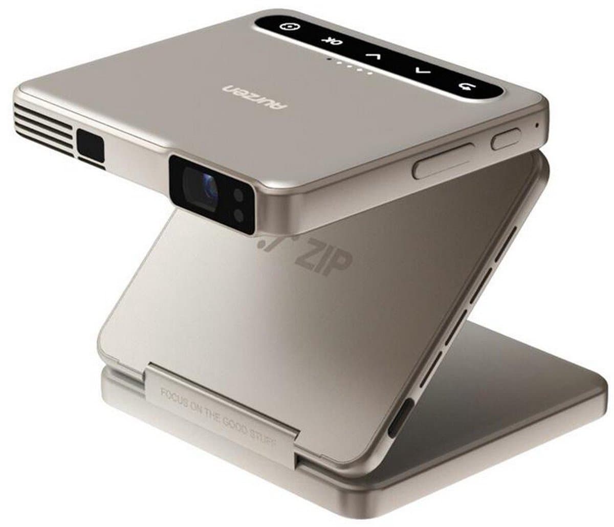 Aurzen - Zip - Mini Beamer - Pocket-Size - 720p - 100 ANSI Lumen - Auto Focus & Auto Keystone - 5.000 mAh Batterij - Draai- & Spiegelbaar - Ultradraagbare Projector - Goud — afbeelding 1