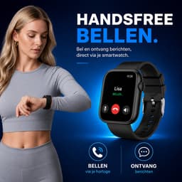 Cinturio Prestige Smartwatch Heren en Dames - Stappenteller - Bluetooth Bellen - Hartslagmeter - Slaapmonitor - 100+ Sportmodi - IP67 - iOS & Android - Zwart — thumbnail 5