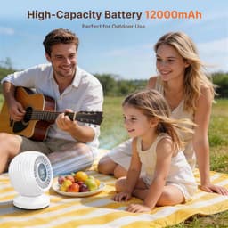Tafelventilator Oplaadbaar – Stil 22 dB – 120° Oscillatie – 12000 mAh – Wit — thumbnail 5
