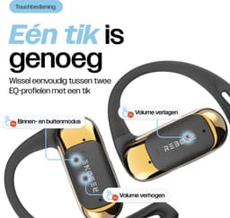 REBØNE® AERO Sport Oortjes - Oordopjes Draadloos - Bone Conduction Headphone - Open ear - Earbuds Wireless - Draadloze Koptelefoons - Bluetooth Koptelefoon - USB C - Waterdicht - Zwart / Goud — thumbnail 2