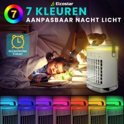 Elcostar® Premium Portable Airco - Mini Airco - 2026 Model - Mobiele Airco - Luchtkoeler 4-in-1 - 4 windsnelheden, 2 luchtbevochtingsstanden & Timer - Aircooler - Draagbare Airco - Lekvrij - Airco - Wit — thumbnail 5