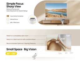 VIEMAE Beamer - Projector - Full HD - Wifi - Bluetooth - 290 ANSI - Android - 180° draaibare projectie - Ingebouwde HI-Fl - Wit — thumbnail 5