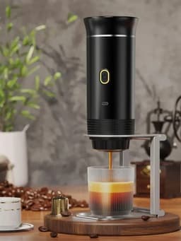 Velmio Draadloos Koffiezetapparaat 3-1 - Draagbaar Koffiezetapparaat Voor Onderweg - Espressomachine - 20 Bar - 3-in-1 Capsules & Gemalen Koffie - 60ML - Zwart — thumbnail 1