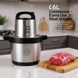 Elektrische Hakmolen - Keukenmachine Mini - Snel Ingrediënten Verwerken - 6 Liter RVS Kom - 1600 Watt - Zilver — thumbnail 4