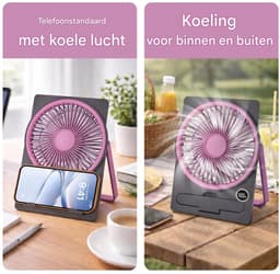 longziming -Draagbare Ventilator - Reizewaaier - Tafelventilator - 180° Draaibaar - Ophangbaar Design - Duurzaam Plastic - Fluisterstil Motor - Ideaal Voor Reizen - 1 Stuk — thumbnail 2