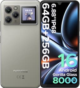 DOOGEE M30 Pro - Smartphone - 64 GB RAM (8+56GB) + 256GB ROM (2TB/TF) - 6,88 Inch HD + 120Hz - IP68 - Android 16 - 8000mAh/33W - 1,3" Subscreen - 64MP drievoudige camera - NFC - Vingerafdruk - Face ID - Grijs — thumbnail 1