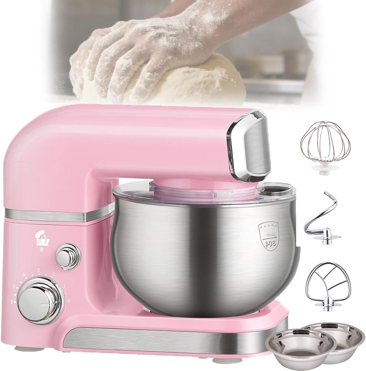 Elektrische Mixer - Keukenmachine Staande - Thuis Bakken - Krachtige Motor 600W - 3.5 Liter Kom - Wit — afbeelding 1