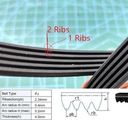 Aandrijfriem - V-snaar - Grasmaaier Onderhoud - Duurzaam Rubber - 410J 8 Ribs - Zwart — thumbnail 2