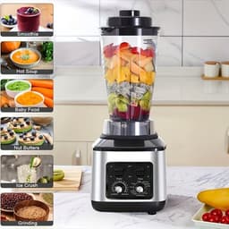 Multifunctionele Keukenmachine – Blender – Food Processor – Sapmaker – IJscrusher – Grote Inhoud 3L+1,5L+0,5L – Krachtige 9500W Motor – Stille Frequentie Technologie — thumbnail 5
