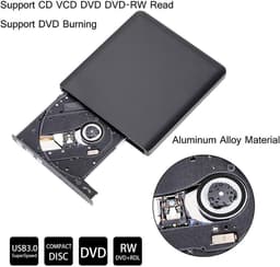 Externe DVD Speler - Schijf Brander - Media Afspelen - Snelle USB 3.0 - 2 MB Cache - Zwart — thumbnail 3