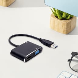 USB naar HD Adapter - Monitor Kabel - Beeld Overzetten - Plug and Play - 1920x1080 Resolutie - Zwart — thumbnail 2