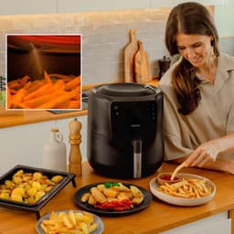 Heteluchtfriteuse met Spray - Airfryer - Gezond Koken - Automatische Olie Doseerder - 55 Liter - Zwart — thumbnail 4