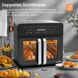 Heteluchtfriteuse Oven - Dubbele Kamer - Gezond Koken - Sync Finish Functie - 23 Liter Capaciteit - Zwart — thumbnail 5