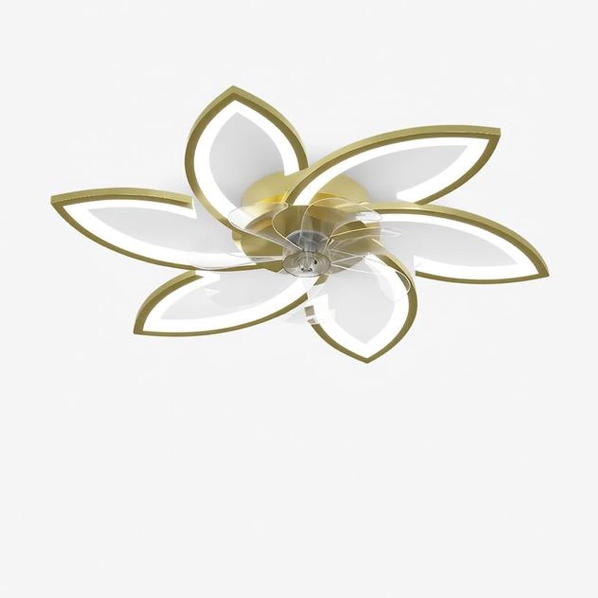 Plafondventilator met verlichting en afstandsbediening, 66W LED, 4600 lumen, dimbaar, 6 snelheden, 78 cm- Goud. — afbeelding 1
