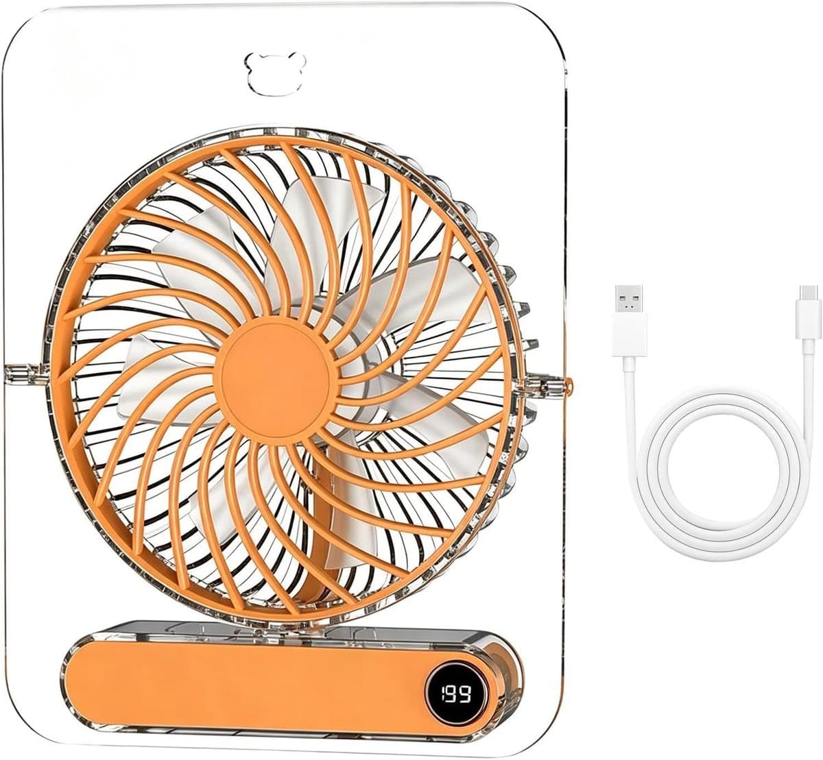 Opvouwbare USB Tafelventilator - 199 Standen - Transparant - Voor Reizen en Buiten — afbeelding 1