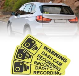 Dailygoody - Dashcam Waarschuwingsstickers - Verbeterde Veiligheid - Geel - PVC - 10 Stuks - Geschikt voor Auto - 89x28 mm — thumbnail 3