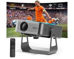 Beamer met WiFi & Bluetooth van MMOBIEL – 1080P, 320 ANSI, 4K Ondersteuning, Automatische Keystone Correctie, 200 Inch – Voor HMDI, USB, iOS & Android – Home Cinema Projector